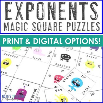 Preview of Exponents Center Activity | Math Worksheet Alternative Review Puzzle
