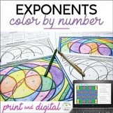 Exponents Math Color by Number 6th Grade Math Print and Digital