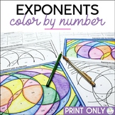Exponents Math Color by Number for 6th Grade