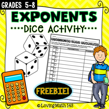 Preview of Powers and Exponents Hands-on Free Math Dice Activity
