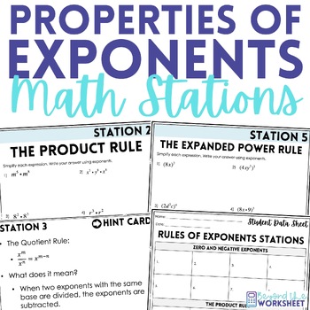 Preview of Rules of Exponents Math Stations | Math Centers