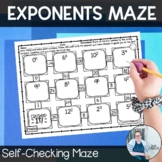 Exponents Maze TEKS 6.7a CCSS 6.EE.2c