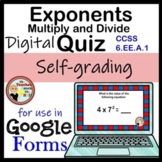 Exponents Multiply and Divide Google Forms Quiz Digital Ex