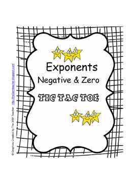 Preview of Exponents Negative and Zero Tic Tac Toe Activity