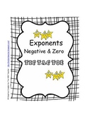 Exponents Negative and Zero Tic Tac Toe Activity