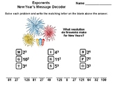 Exponents New Year's Math Activity: Message Decoder