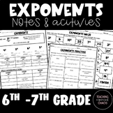 Exponents Notes, Practice and Maze Activity TEKS 6.7A