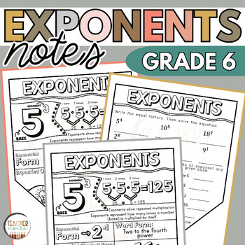 Preview of Exponents Notes | Worksheet with Answers, Practice Activity, Anchor Chart