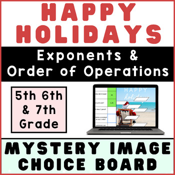 Preview of Exponents Order of Operations | Math Mystery Digital Christmas Holiday Activity