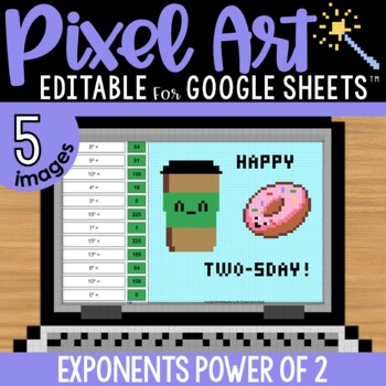 Preview of Exponents Pixel Art Math | Power of 2 | 5 Images | Editable