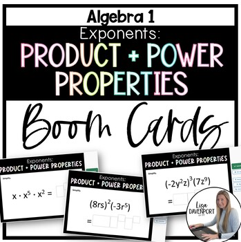 Preview of Exponents Product and Power Properties - Boom Cards for Algebra 1