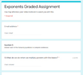 Exponents Properties - Graded Google Form - Distance Learning