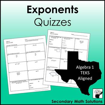 Preview of Exponents Quizzes