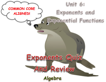 Preview of Exponents Quiz and Review