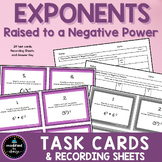 Exponents Raised to Negative Powers Task Cards CCSS 8.EE.1