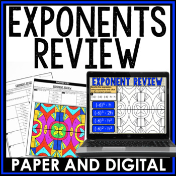 Exponents Review Activity Coloring Worksheet Print and Digital TpT