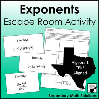 Preview of Exponents Escape Room Activity