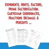 Exponents, Roots, Factors, Prime Factorization, Cartesian 