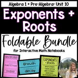 Exponents and Roots- Algebra 1 Foldable Bundle for Interactive Notebooks