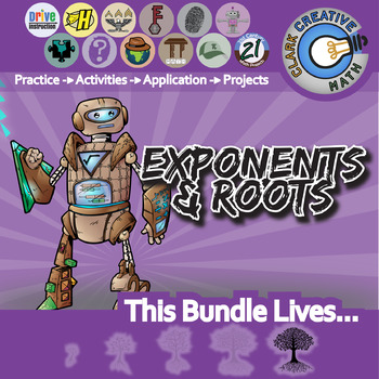 Preview of Exponents & Roots Unit Bundle - Pre-Algebra - Distance Learning Compatible