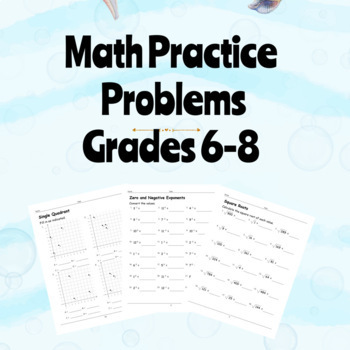 Preview of Exponents, Roots, Scientific Notation, Fractions, Decimals, Integers, Geometry