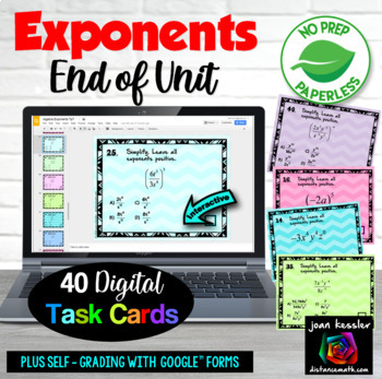 Preview of Exponents Rules Digital Task Cards