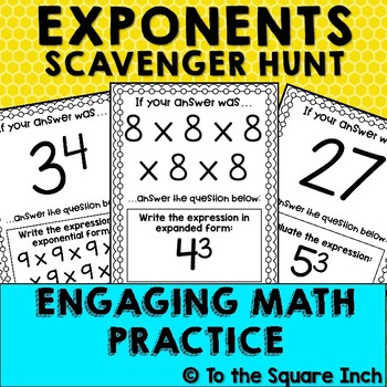 Preview of Exponents Scavenger Hunt Game | Exponents Math Center Activity