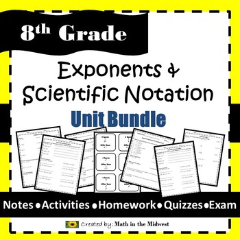 Preview of Exponents & Scientific Notation Bundle - 8.EE.1, 8.EE.3, 8.EE.4 {EDITABLE}