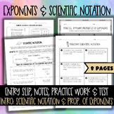 Exponents & Scientific Notation: Entry slip, Reference she