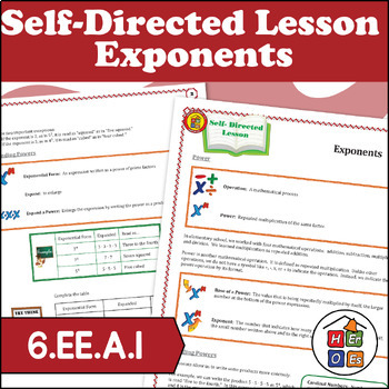Preview of Exponents | Self Directed Lesson | Pre-algebra | 6th Grade Math