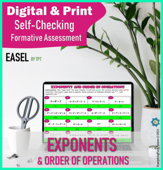 Preview of Exponents Self-checking F.Assessment - PDF + Digital - Distance Learning FREE