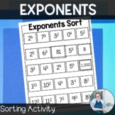 Exponents Sort TEKS 6.7a CCSS 6.EE.2c
