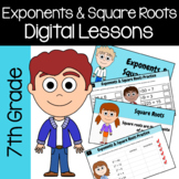 Exponents & Square Roots 7th Grade Interactive Google Slid