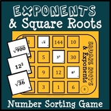 Exponents & Square Roots Number Sort, Matching Game, Math 