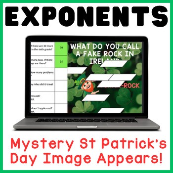 Preview of Exponents | St Patricks Day | Math Mystery Picture Digital Activity