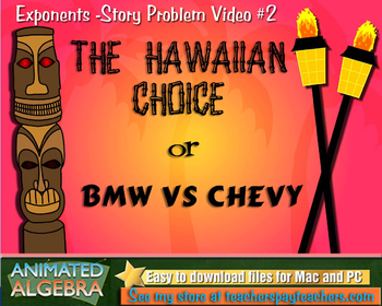 Preview of Exponents - Story Problem Video 2 - BMW vs Chevy