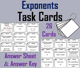 Exponents Task Cards Activity 5th 6th Grade
