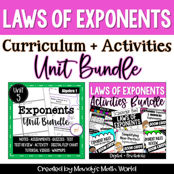 Preview of Exponents Unit with Activities Bundle Algebra 1 Curriculum