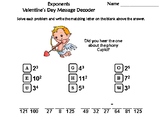 Exponents Valentine's Day Math Activity: Message Decoder