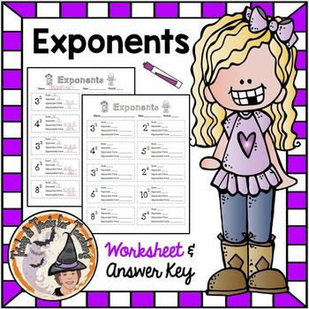 Preview of Exponents Worksheet with Answer KEY Expanded Form Exponential