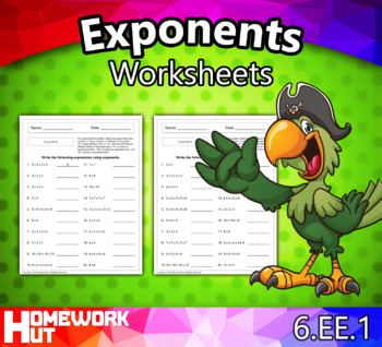 Preview of Exponents Worksheets 6.EE.1