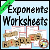 Exponents Worksheets with Riddles Print & Digital Exponent