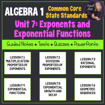 Preview of Exponents and Exponential Functions (Algebra 1 -Unit 7) | Bundle for Common Core