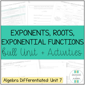 Preview of Exponents and Exponential Functions Differentiated Unit with Activities Bundle