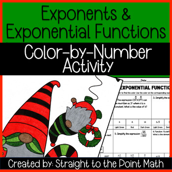 Preview of Exponents and Exponential Functions | Color by Number | Christmas and Winter