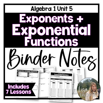 Preview of Exponents and Exponential Functions - Editable Algebra 1 Binder Notes