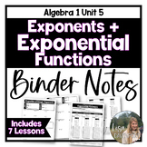 Exponents and Exponential Functions - Editable Algebra 1 Binder Notes