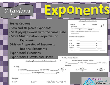 Preview of Exponents and Exponentials Functions Bundle Guided Notes, PP, and Homework
