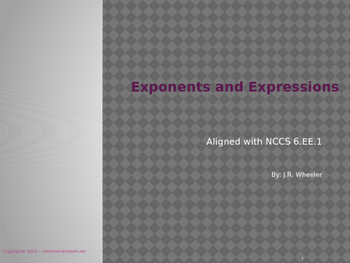 Preview of Exponents and Expressions, Full Lesson - 6.EE.1