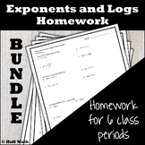 Exponents and Logarithms Homework BUNDLE
